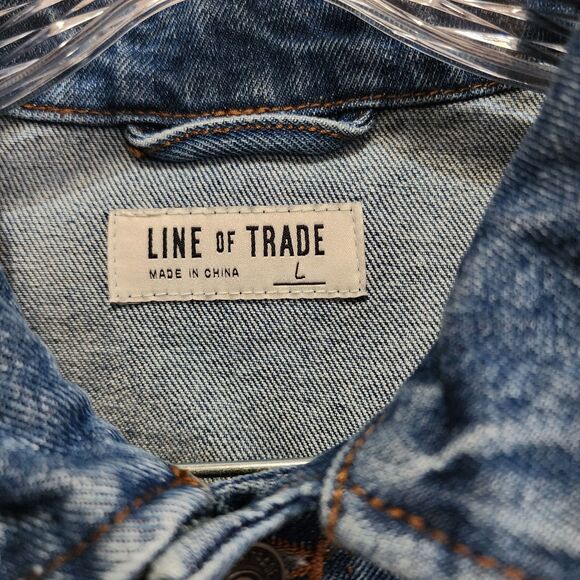 Line of Trade Denim Jacket Mens Large Blue Montana Trucker Vintage Western - Picture 2 of 8